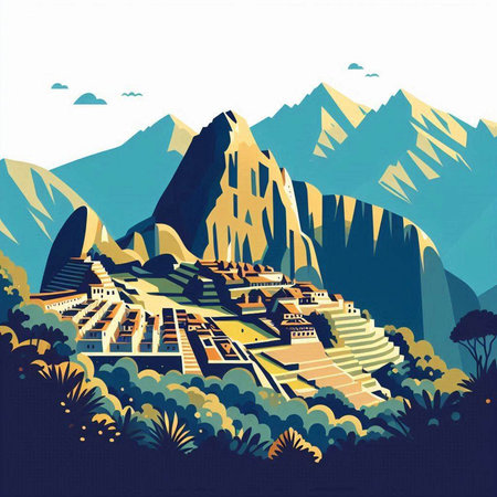 Landscape of the ancient city. Vector illustration in retro style.のイラスト素材