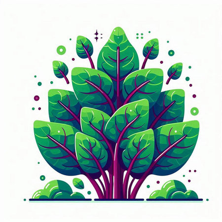 Vector illustration of a green plant on a white background. Flat style.のイラスト素材