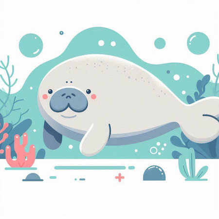 Cute seal on the background of the sea. Vector illustration.のイラスト素材