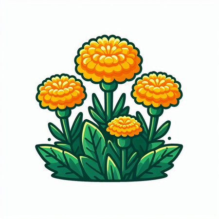 Marigold flower vector illustration. Isolated on white background.のイラスト素材