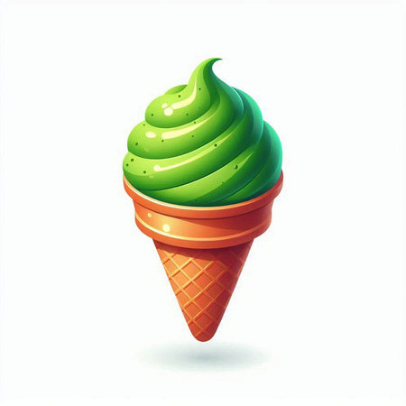 Ice cream in a waffle cone on a white background. Vector illustrationのイラスト素材