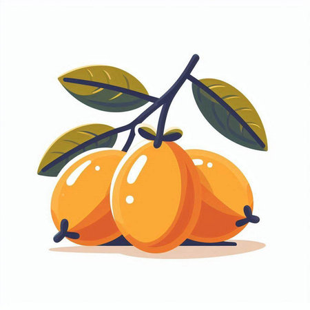 Loquat fruits. Vector illustration of loquat fruit.のイラスト素材