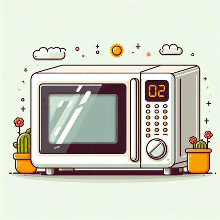 Microwave oven in flat style. Vector illustration. Eps 10のイラスト素材