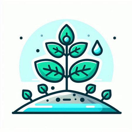 Plant growing in soil icon. Vector illustration, flat design.のイラスト素材