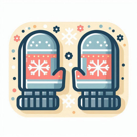 Mittens with snowflakes. Winter clothes. Vector illustration.のイラスト素材