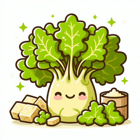 Kawaii kawaii kawaii kawaii green lettuceのイラスト素材