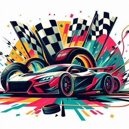 Abstract racing background with sport car, vector illustration eps 10.のイラスト素材