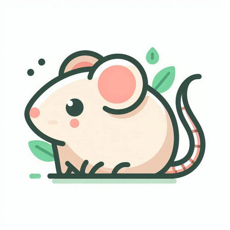 Cute cartoon mouse. Vector illustration on white background. Isolated.のイラスト素材