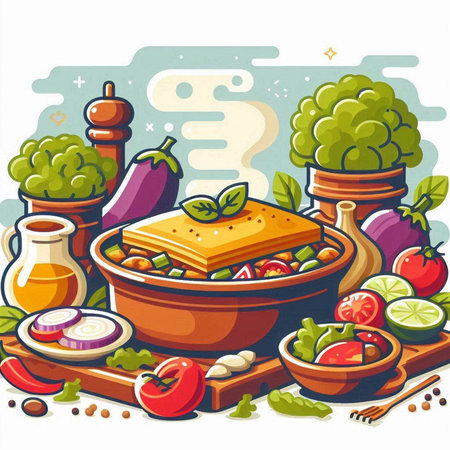 Mexican cuisine vector illustration. Traditional mexican food. Mexican cuisine.のイラスト素材