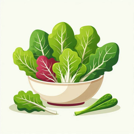Vegetables in a bowl on a white background. Vector illustration.のイラスト素材