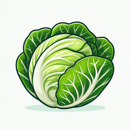 Illustration of a fresh green chinese cabbage on a white backgroundのイラスト素材