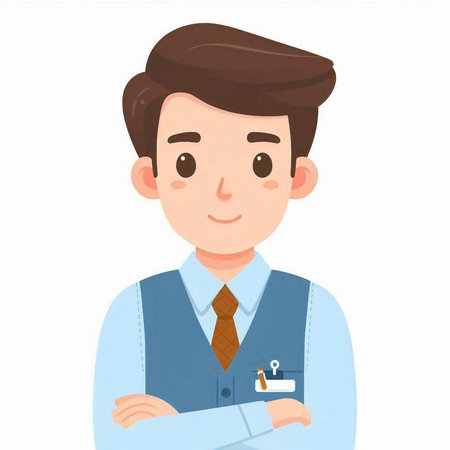 Young man in a blue shirt on a white background, vector illustrationのイラスト素材