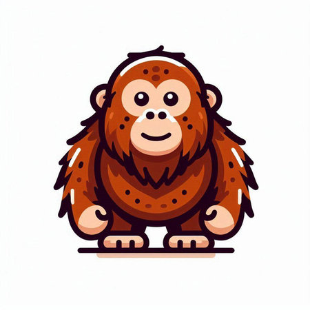 Cute monkey. Vector illustration. Isolated on white background.のイラスト素材