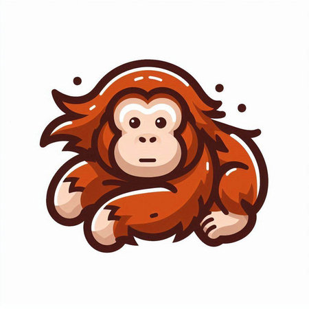 Orangutan cartoon vector illustration. Isolated on white background.のイラスト素材