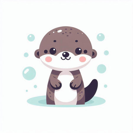 Cute baby otter. Vector illustration of a cute animal.のイラスト素材