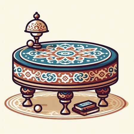 Arabic pattern on the table. Vector illustration in retro style.のイラスト素材