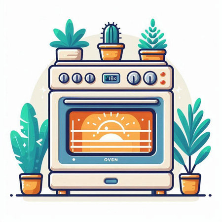 Illustration of a modern electric stove in a flat style. Vector illustration.のイラスト素材