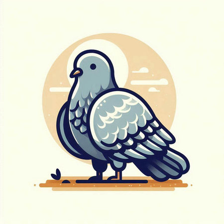 Pigeon standing on the ground. Vector illustration in flat styleのイラスト素材