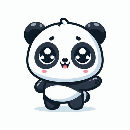 Cute panda cartoon vector illustration. Cute panda character.のイラスト素材
