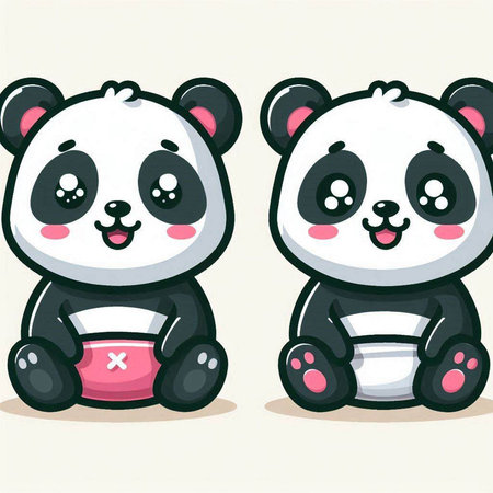 Cute panda bear cartoon character vector illustration. Panda bear cartoon vector illustration.のイラスト素材