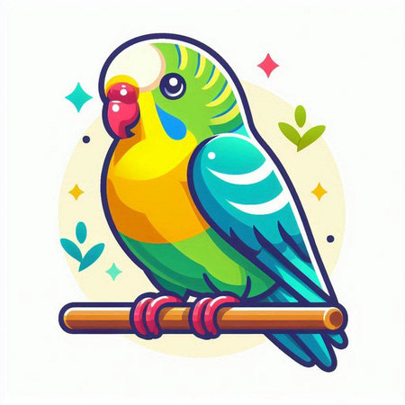 Parrot on a branch. Vector illustration of a parrot.のイラスト素材