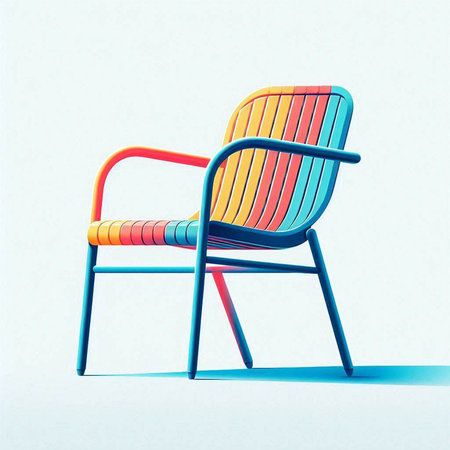 modern chair in blue and orange colors on a light background. 3d renderingのイラスト素材