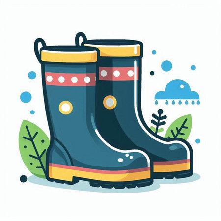 Pair of rubber boots. Vector illustration in flat cartoon style.のイラスト素材