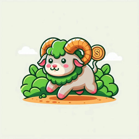 Cute sheep in the forest. Vector illustration in cartoon style.のイラスト素材