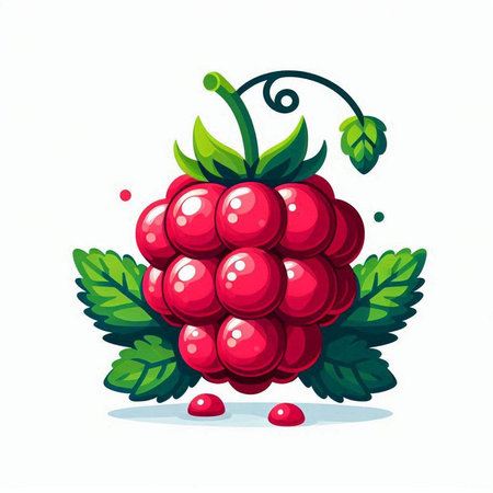 Raspberry vector illustration isolated on white background. Raspberry fruit icon.のイラスト素材