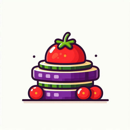 Cute colorful vector illustration of a sandwich with tomato and cucumberのイラスト素材
