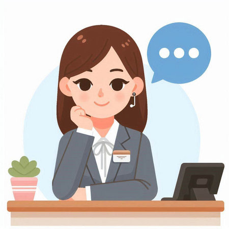 Businesswoman in the office with a smile on her face, illustrationのイラスト素材