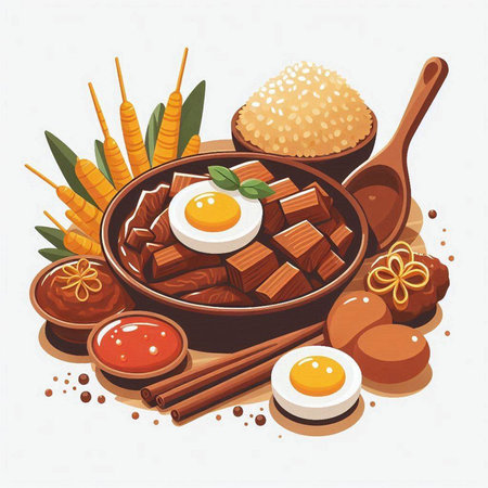 Sukiyaki, Japanese food, vector illustration of traditional japanese foodのイラスト素材