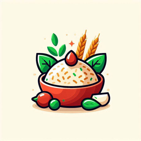 Illustration vector graphic of rice bowl icon. Perfect to use for Food Companyのイラスト素材
