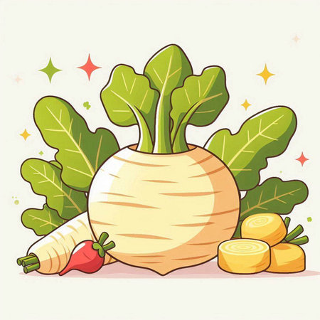 Radish and turnip vector illustration. Vegetarian food icon.のイラスト素材