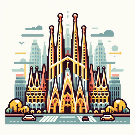 Cathedral of the Immaculate Conception in Mexico City. Vector illustration.のイラスト素材