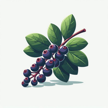 Illustration of a bunch of blueberries on a white background.のイラスト素材
