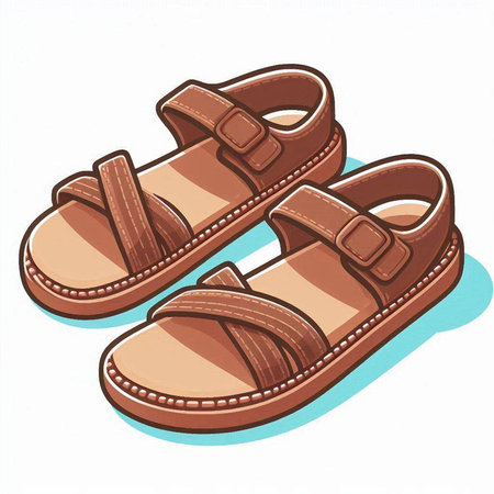 A pair of sandals on a white background. Vector illustration.のイラスト素材