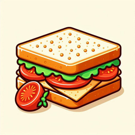Illustration of a sandwich on a white background. Vector illustration.のイラスト素材