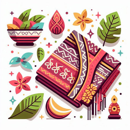 Set of ethnic ornaments. Vector illustration in flat style.のイラスト素材