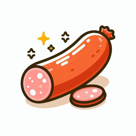 Sausage icon on white background. Vector illustration of sausage.のイラスト素材