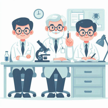 Scientist and scientist working in laboratory. Vector illustration in cartoon styleのイラスト素材