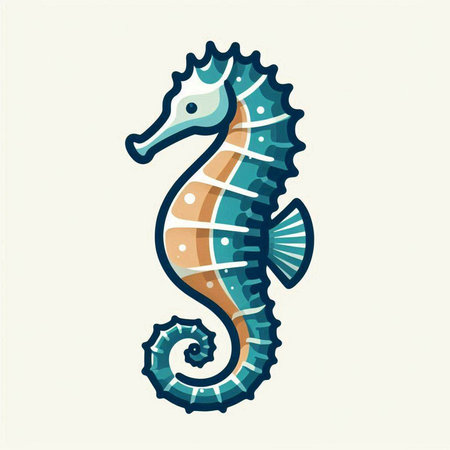 Seahorse. Sea animal. Vector illustration in flat style.のイラスト素材