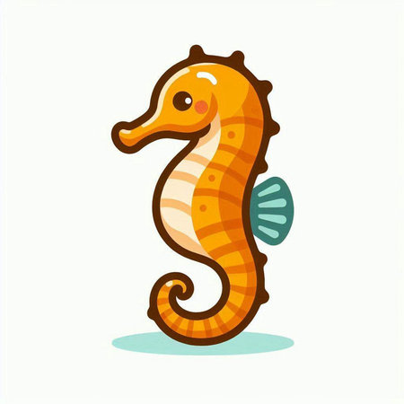 Sea horse isolated on white background. Cute cartoon vector illustration.のイラスト素材