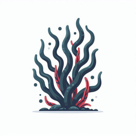 Vector illustration of seaweed in cartoon style. Isolated on white background.のイラスト素材