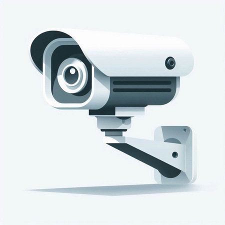 CCTV security camera on white background. 3D illustration. 3D rendering.のイラスト素材
