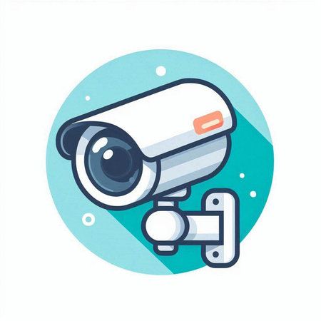 CCTV camera icon. Flat design style. Vector illustration on white background.のイラスト素材