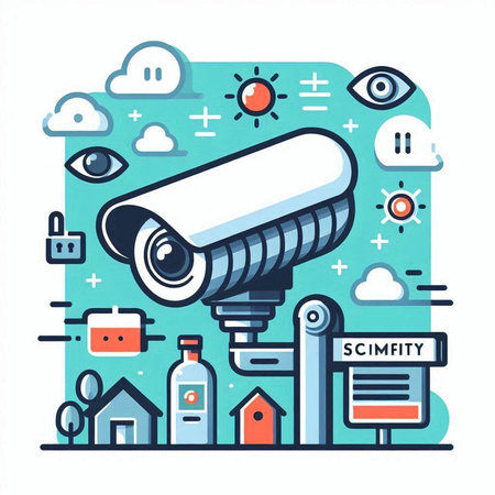 CCTV security camera. Security system. Vector illustration in flat styleのイラスト素材