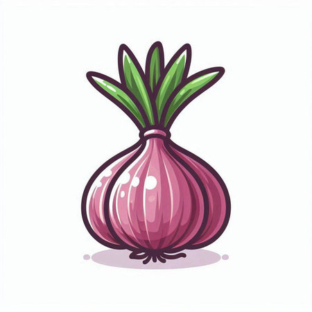 Illustration of a purple onion on a white background. Vector illustrationのイラスト素材