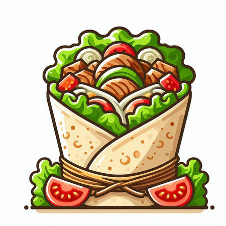Illustration of a mexican burrito on a white backgroundのイラスト素材