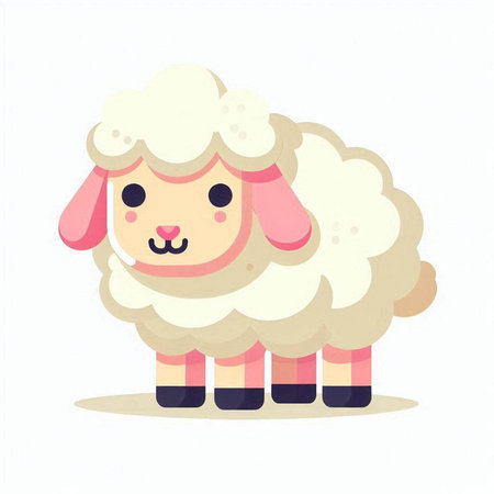 Cute cartoon sheep. Vector illustration isolated on a white background.のイラスト素材